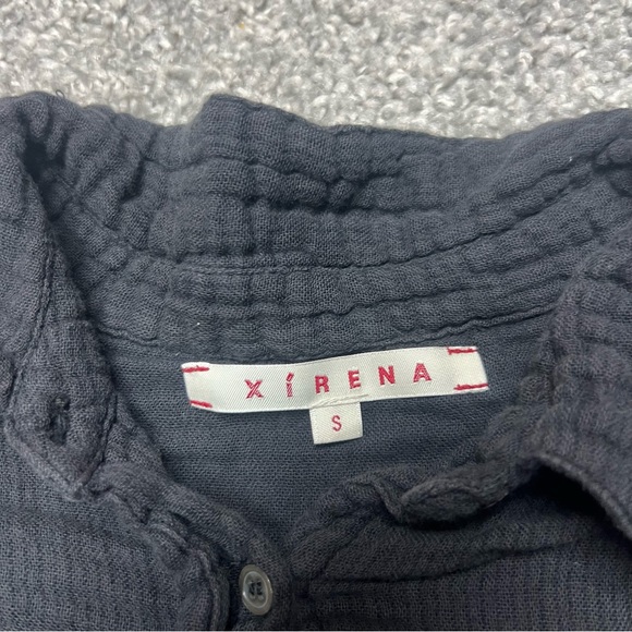 Xirena Top Womens Small Gauze Faded Black Long Sleeve Button Front Cotton - Picture 4 of 7